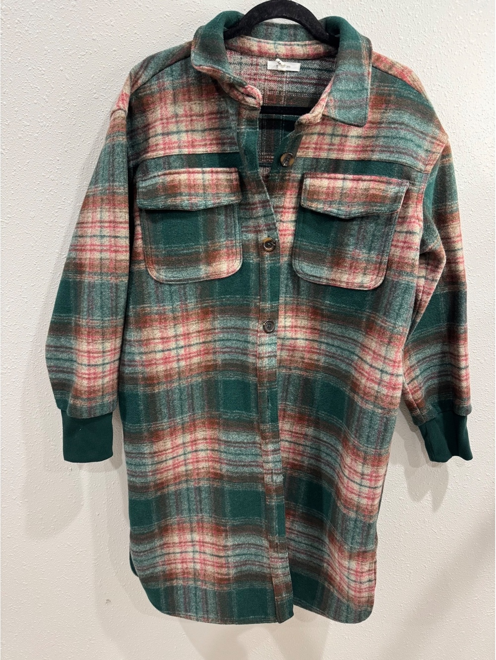 Maurices Plaid Longline Shacket Womenโs Size M
